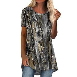 Longtops Damen Lang Kurzarm Lässig Blusen Longbluse Oberteile für Leggings Sommer Große Größen Damenblusen Longshirt Elegant Grosse Grössen Bluse Damenbluse Lange Sommerbluse Sexy Bunt Tunika Oberteil von SKFLABOOF