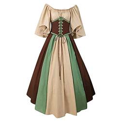 Mittelalterliche Damen Kleidung Bluse Damen Mittelalter Gewandung Karneval Dress Prinzessin Mädchen Rock Kostüm Gothic Hood One-Shoulder Hochzeitskleid Miederkleider von SKFLABOOF