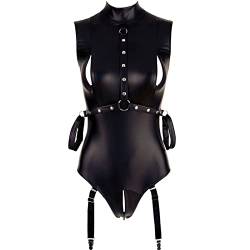 SKFLABOOF Body Shaper Damen Reitz Wäsche Leder Dessous Frauen Leder & Latex Kleider für Damen Erotische Kleider Ganzkörper Strumpfhosen Damen Damen Reizwäsche für Sex Bunny Girl Cosplay von SKFLABOOF