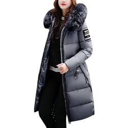 SKFLABOOF Damen Longjacke Kniehoch Outdoor Steppmantel Extra Lang Übergangsjacke Übergrößen Mit Kapuze Langer Glänzend Coat Tailliert Schwarzer Ultraleichte Warm Grosse Grössen Wärmemantel von SKFLABOOF