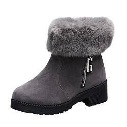 SKFLABOOF Damen Winterschuhe Blau Desert Boots Dicke Waden Stiefeletten Gefütterte Snowboard Beige Snow Thermostiefel Gefüttert Plateau Mini Weite H Winter Herbstschuhe von SKFLABOOF