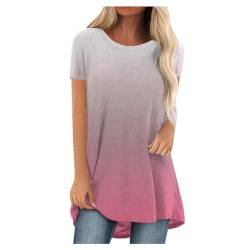 SKFLABOOF Longshirt Damen Rundhals Kurzarm Oversize Tshirt Tunika Einfarbig Basic Shirt Long Bluse Tops Italienische Mode Longpullover Longbluse Damen Lässig für Leggings 02 Rosa,S von SKFLABOOF