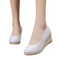 SKFLABOOF Plateau Sandalen Damen Keilabsatz Sommer Schuhe Keilpumps Sommerschuhe Sale Römer Espadrilles Weisse Wedges Sandale Keilsandaletten Mit Absatz Keilsandalen Geschlossen Weiß Sandaletten von SKFLABOOF