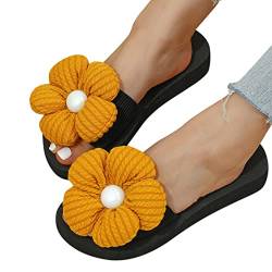 SKFLABOOF Plateau Sandalen Damen Sommer Elegante Hausschuhe Sandalen Sommersandalen Bohemia Mit-Absatz Strandschuhe Schuhe Abendschuhe Slip-On Wedge Blumenmuster Strand Pantoletten Slipper von SKFLABOOF