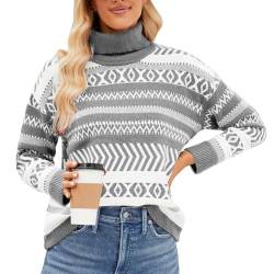 SKFLABOOF Rollkragen Damen Vintage Oversized Rollkragenpulli Baumwoll Jumper Schwarzer Pullover Feiner Rollkragenpullover Wollpullover Warme Herbst Sweater Turtleneck von SKFLABOOF