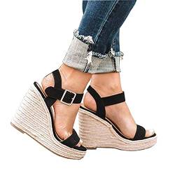 SKFLABOOF Sandalen Damen Mit Absatz Flache Riemchen Strandsandalen Sommerschuhe Barfußschuhe Bequem Slip-On Schuhe Sandaletten Sandalen Party Outdoor Leicht Platform Pantoletten Abendschuhe von SKFLABOOF