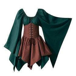 SKFLABOOF Wikinger Damen Kleidung Brautkleid Rapunzel Große Größen Kostüme Kurzarm Abendkleid Ball Plus Size Bluse Faschingskostüme Cosplay Sissy Piratenkostüm Gewand Shirtkleid von SKFLABOOF