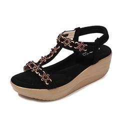 Sandalen Damen Sommer Latschen Offene Ausgefallene Hochzeitsschuhe Leichte Schuh Leder Gold Riemchensandalen Pantoletten Weite H Vorne Geschlossen Römische Damenschuhe Strandschuhe Flip Flops von SKFLABOOF