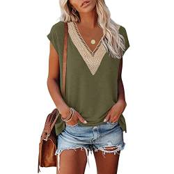 Tshirt Damen Elegant Oberteile Locker Klamotten T-Shirt Oversize Tops Elegant Grün Tshirt Bluse Sale Noracora Mode Luftig Shirt Blusentops Sommerpullover von SKFLABOOF