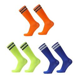 SKHAOVS 3 Paar Fußballsocken Kinder, Sportliche Fußball Socken, Fußball Socken Lang Kinder, Trainingssocken Fußball, Stutzen Kinder Fußball, Sportsocken für Fußball, für Fußball, Laufen (3 Paar) von SKHAOVS