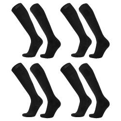 SKHAOVS 4 Paar kinder fußballsocken, schwarze lange kinder fußballsocken, rugby socken solide kniehohe Elastische Sportsocken Trainingssocken für 5–12 Jahren, Jungen und Mädchen (Schwarz) von SKHAOVS