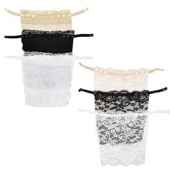 SKHAOVS 6 pcs Clip-On Mock Camisole Bra Inserts, Lady Lace Clip-on Mock Camisole Bra Insert Overlay Modesty Panel Vest,Camisole with Built in Bra,lace Insert for Low Cut Dress (Black+White+beige) von SKHAOVS