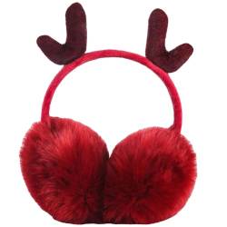 SKICEE Winter Ohrenwärmer Damen Unisex Plüsch Ohrenschützer Faltbare Warme Weiche Ohrenschutz Outdoor Faux Fur Earmuffs für Damen Herren (Rot) von SKICEE