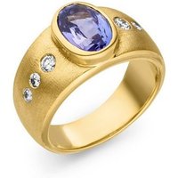 SKIELKA DESIGNSCHMUCK Goldring Tansanit Ring "Classic" 3,10 ct. mit Diamanten (Gelbgold 585), hochwertige Goldschmiedearbeit aus Deutschland von SKIELKA DESIGNSCHMUCK