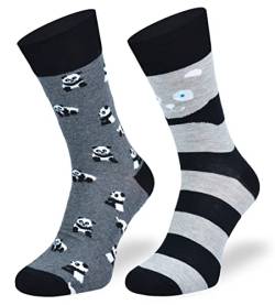 Autosiatki Bunte Interessante Socken - Lustige Seltsame Socken - Verrückte Ausgefallene Socken - Skurrile Socken für Erwachsene - Baumwolle - für Frauen Männer - Pandabär - 39-42 von SKIETY