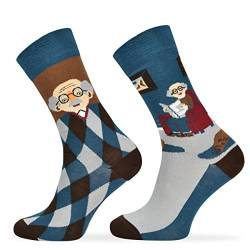 SKIETY Bunte Interessante Socken - Lustige Seltsame Socken - Verrückte Ausgefallene Socken - Skurrile Socken für Erwachsene - Baumwolle - für Frauen Männer - Grandfather – 39-42 von SKIETY