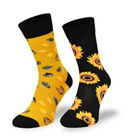 SKIETY Bunte Interessante Socken - Lustige Seltsame Socken - Verrückte Ausgefallene Socken - Skurrile Socken für Erwachsene - Baumwolle - für Frauen Männer - Sonnenblumen, Frühling - 35-38 von SKIETY