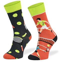 SKIETY Bunte Interessante Socken - Lustige Seltsame Socken - Verrückte Ausgefallene Socken - Skurrile Socken für Erwachsene - Baumwolle - für Frauen Männer - Tenis – 35-38 von SKIETY