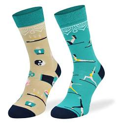 SKIETY Bunte Interessante Socken - Lustige Seltsame Socken - Verrückte Ausgefallene Socken - Skurrile Socken für Erwachsene - Baumwolle - für Frauen Männer - Yoga (Joga) – 39-42 von SKIETY
