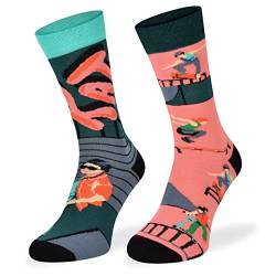 SKIETY Ungleiche Bunte Lustige Socken – Lustige Schrullige Helle Socken – Verrückte Socken - Ausgefallene Socken für Erwachsene - 70% Baumwolle - für Männer – Skateboard – 43-46 von SKIETY