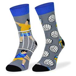 SKIETY Ungleiche Bunte Lustige Socken – Lustige Schrullige Helle Socken – Verrückte Socken - Ausgefallene Socken für Erwachsene - 70% Baumwolle - für Männer – Volleyball – 35-38 von SKIETY
