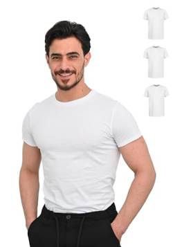 SKIPPER Herren T-Shirt 3er Pack Rundhals Business Unterhemd aus Baumwolle - Kurzarm Unterziehshirt Männer (DE/NL/SE/PL, Alphanumerisch, L, Regular, Regular, weiß) von SKIPPER