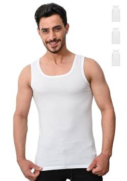 SKIPPER Herren T-Shirt 3er Pack Tank Top Unterhemd Slim Fit aus Baumwolle - Ärmelloses Unterziehshirt Männer (DE/NL/SE/PL, Alphanumerisch, L, Regular, Regular, Weiß) von SKIPPER