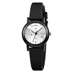 SKMEI Wasserdichte Armbanduhr für Damen, Mädchen, lässig, analoge Quarz-Uhren für Frauen 1.2*0.98*0.31 inch Dünne, schwarze Konstellation. von SKMEI