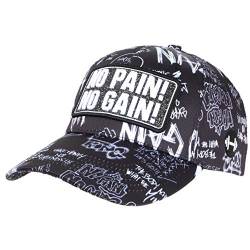 Cap No Pain No Gain Schwarz und Grau, Streetwear Baseball Fashion – Unisex Gr. Einheitsgröße, Schwarz von SKR