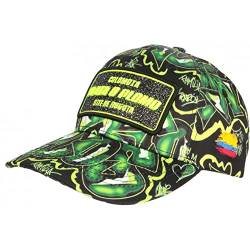 Plata o Plomo Cap Neongrün und Schwarz, Strass, Streetwear Colombia Baseball – Unisex, grün, Einheitsgröße von SKR