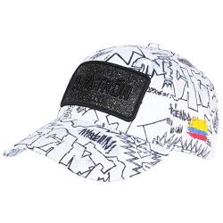 SKR Cap El Patron weiß und schwarz Streetwear Colombia Medellin Baseball – Unisex Gr. Einheitsgröße, weiß von SKR