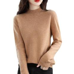 Cashmere Sweaters for Women, Womens Cashmere Sweater, 100% Cashmere Long Sleeve Crew Neck Pullover Jumpers (Brown,2XL) von SKUBIS