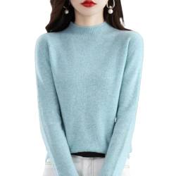 Cashmere Sweaters for Women, Womens Cashmere Sweater, 100% Cashmere Long Sleeve Crew Neck Pullover Jumpers (Sky Blue,M) von SKUBIS