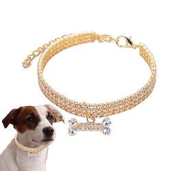 Hundehalsband,Verstellbare 3-reihige Strass-Halskette für kleine Hunde und Katzen | Strass-Halskette, hübsches glitzerndes Hundehalsband für Party- und Hochzeitsaccessoires Skuda von SKUDA