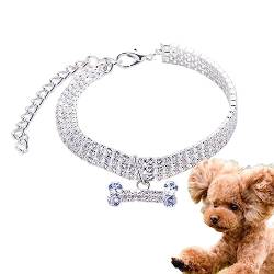 Hundehalsband | Kleine Hunde Katzen Strass Halsband Halskette Set | Strass-Halskette, hübsches glitzerndes Hundehalsband für Party- und Hochzeitsaccessoires Skuda von SKUDA