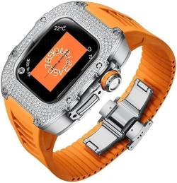SKXMOD Diamant-Titanstahl-Uhrengehäuse, Gummiband, Mod-Kit, für Apple Watch Serie 9, 8, 7, Ersatz, Damenuhrenarmband, Verschluss, für iWatch Serie 40 mm, 41 mm Zubehör, 41 mm, Achat von SKXMOD