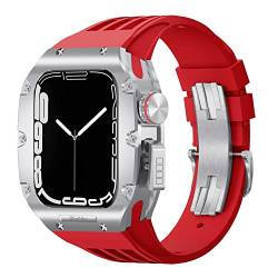 SKXMOD Luxuriöses Uhrenarmband, Mod Kit, für Apple Watch 8, 7, 45 mm, Titanlegierung, Lünette, Abdeckrahmen, Gummiband, für iWatch Serie 6, 5, 4, SE, 44 mm, 44mm, Achat von SKXMOD