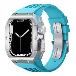 SKXMOD Luxuriöses Uhrenarmband, Mod Kit, für Apple Watch 8, 7, 45 mm, Titanlegierung, Lünette, Abdeckrahmen, Gummiband, für iWatch Serie 6, 5, 4, SE, 44 mm, 45 mm, Achat von SKXMOD