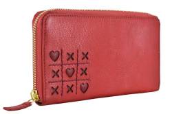 SKYLE Clutch aus weichem Leder (rot). RFID-geschützte, große 12 Kreditkartenfächer, strapazierfähiges Einschubfach, starkes Reißverschlussfach für Bargeld und Münzen, langlebiges Geschenk für sie, von SKYLE