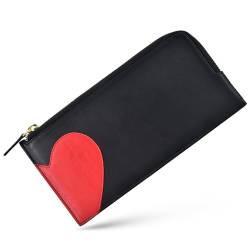 SKYLE Leder Lange Clutch Geldbörse für Frauen (Schwarz), RFID-geschützt, ultradünn, Kartenfach, 12 Kartenfächer, Bargeld & Münzfach, starke Nähte, Reißverschluss-Tasche, Handy-Geldbörse, Geschenk für von SKYLE