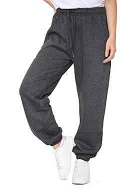 SKYTEX UK Damen Fleece Jogginghose Hose Casual Elastischer Saum, anthrazit, 44 von SKYTEX UK