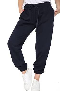 SKYTEX UK Damen Fleece Jogginghose Hose Casual Elastischer Saum, navy, 44 von SKYTEX UK