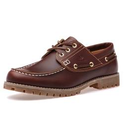 SL-Saint 1 Handgefertigte Herren Classic Boat&Deck Schuhe Moc Toe Lace Up Full Grain Leder Bequeme Mode Casual (Braun, Erwachsene, Herren, 45, Numerisch, EU Schuhgrößensystem, Breit) von SL-Saint