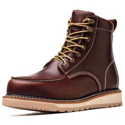 SL-Saint Handgefertigte wasserdichte weiche Moc Toe Goodyear-welted Stiefel Classic Full Grain Leder (Braun, Erwachsene, Herren, 47, Numerisch, EU Schuhgrößensystem, M) von SL-Saint