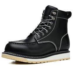 SL-Saint Handgefertigte wasserdichte weiche Moc Toe Goodyear-welted Stiefel Classic Full Grain Leder (Schwarz, Erwachsene, Herren, 43, Numerisch, EU Schuhgrößensystem, M) von SL-Saint