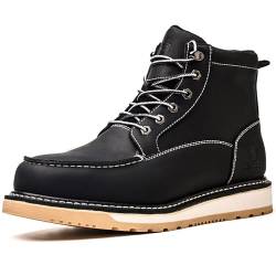 SL-Saint Waterproof Soft Moc Toe Handgemachte Stiefel für Männer, Goodyear-welted Construction Hiking 6'' Schwarz/Braun (Schwarz, 39) von SL-Saint