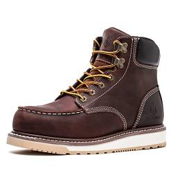 SL-Saint Waterproof Steel/Soft Moc Toe Classic Fashion Herren Arbeitsstiefel Goodyear-Welted 6'' Braun (Stahlkappe Braun, Erwachsene, Herren, 44, Numerisch, EU Schuhgrößensystem, Breit) von SL-Saint