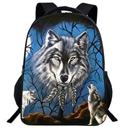 SLCSL Wolf Rucksack, Schultasche für Jungen und Mädchen, Buchtasche, Wolf Tagesrucksack leichte Büchertasche, Laptop-Rucksack, lässiger Tagesrucksack von SLCSL