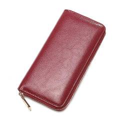 Damen Geldbörse Damen-Geldbörse mit Reißverschluss, Lange Lederhandtasche mit großem Fassungsvermögen (Color : Red, Size : 19.5x2.5x10cm) von SLEDEZ