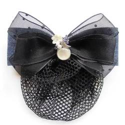 Damen-Haarnetz mit Schleife Haarnetz-Haarspangen mit gepunkteter Schleife for Damen (Color : Black, Size : Style 2) von SLEDEZ